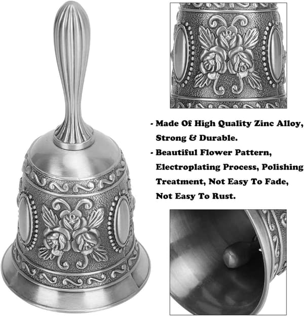 Handklocka, klassisk ringklocka i zinklegering, traditionell ringklocka, s