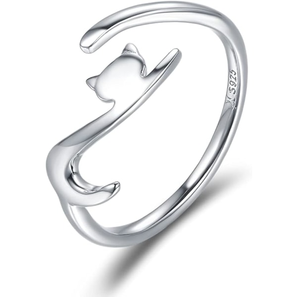 925 Sterling Silver Cubic Zirconia Katt Stjärna Måne Fjäril Ring C