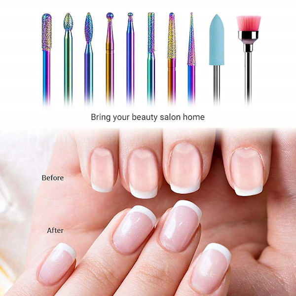10 st diamanthuvuden för nagelborr, professionell nagelborr för nagelband