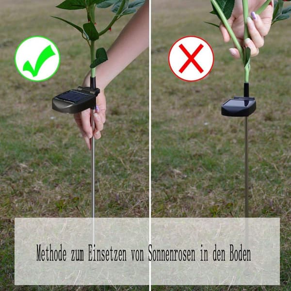 Udendørs have solcellelampe, lyserød LED solcellelampe med større blomst