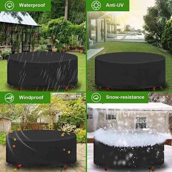 Skyddande Överdrag för Runt Trädgårdsbord 180 x 90CM, Vattentätt Trädgårdsmob