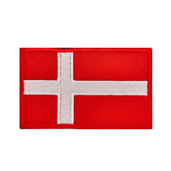 6 stk. flag patches Danmark Danmark rød kant Norge Finland Sverige