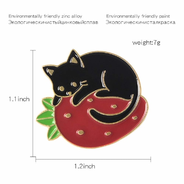 Naisten söpö Kawaii korut Taikuri lahjat Hedelmäkissa rintaneula Musta