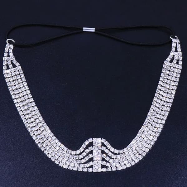 Kristall Elastiskt Huvudband Silver Stretch Strass Hårband Brid