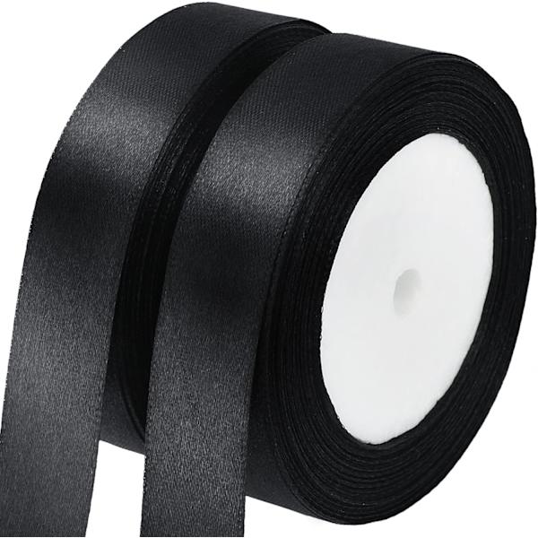 Black Christmas Ribbon 2 Rolls 22M Satin Ribbon 20mm Gift Ribbon