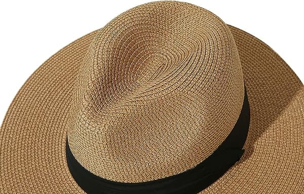 Dam UPF50 Fällbar Sommar Halmhatt Bred Brätte Fedora Sol Beac