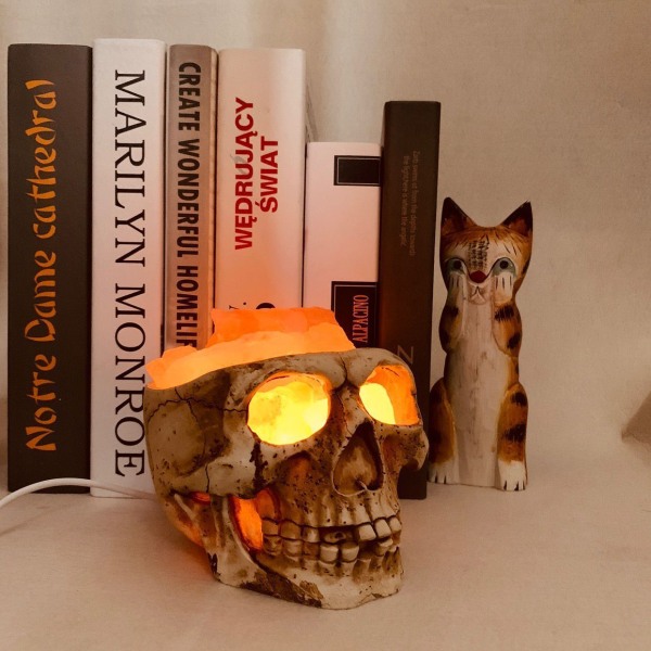 3D USB Skull Himalayan Salt Lamp LED Justerbar Skull Lampe med D