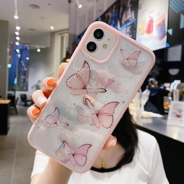 iPhone 13 Pro Max deksel søt glitter sommerfugl trykk iPhone 13 Pro