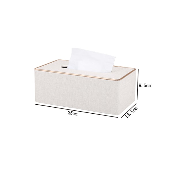 Vävnadslådaöverdrag, Beige PU-Läder Rektangulär Kleenex Vävnadslåda Hållare