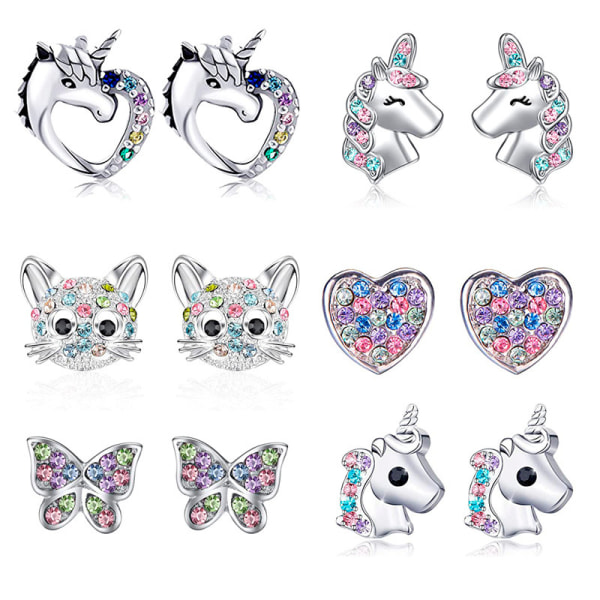 Uusi Unicorn Cat Love heart Rainbow korvakorut, lasten asusteet