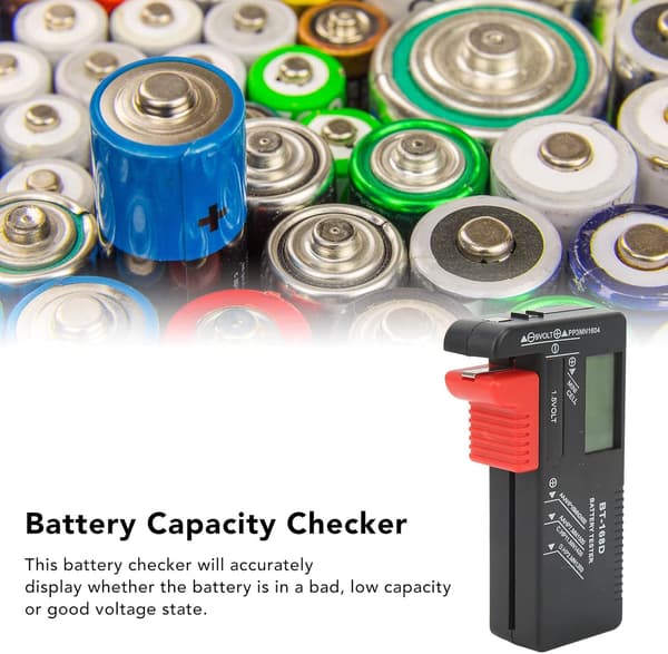 Digital batteritester, universal batteritester, egnet til AA, AAA, C, D, PP3, 9V, 1,5V batterier