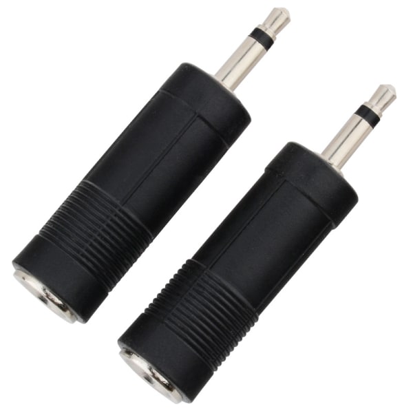 adapter og kabelstik 3,5 mm, 6,35 mm, sort, han/hun, pl