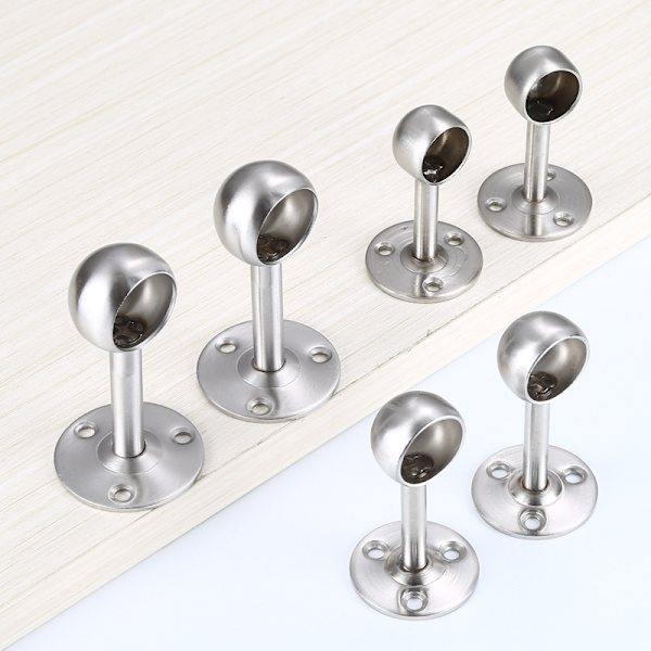 Set med 2 klesskapsstangstøtter i rustfritt stål Diameter 19 mm
