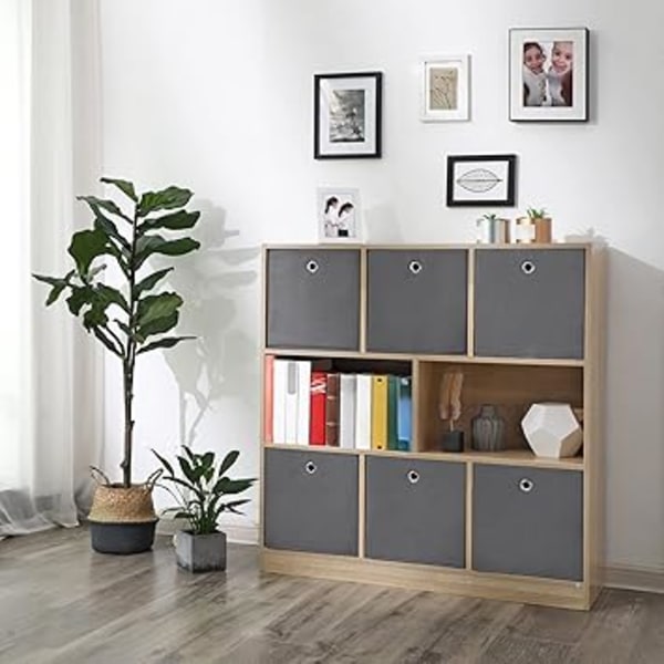 Grå 30 x 30 x 30 cm Set med 1 Vikbara Förvaringslådor i Ovävd Tyg