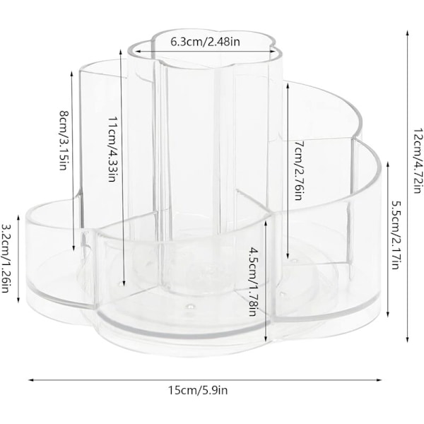 360 Graders Roterende Makeup Organizer Skønhedsorganisator til Kosmetik, Parfumer og Smykker Roterende Makeup Opbevaring til Soveværelse Toiletbord Krystalklar