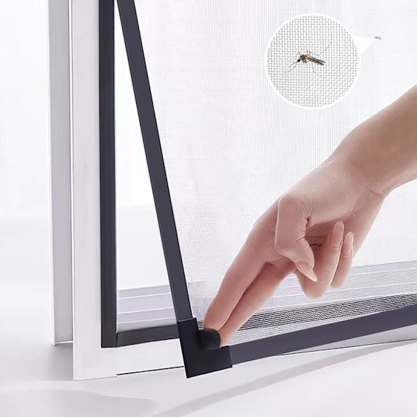 DIY Justerbar Magnetisk Vinduesramme Maksimal Størrelse 100 x 150 cm Passer til enhver mindre størrelse glasfibernet med grå ramme