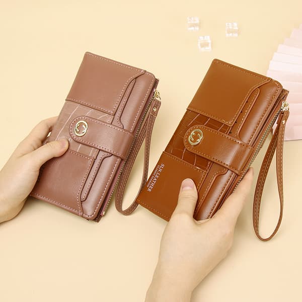 Womens RFID Blocking Large Capacity Luxury Waxed Genuine Leather