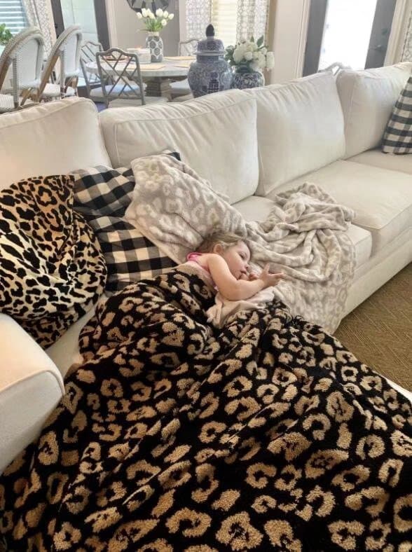 Ullpledd strikket teppe plus fløyel strikket jacquard teppe leopard teppe