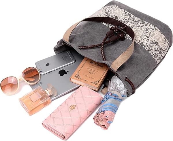 Tryckt canvas axelväska retro casual handväska budväska