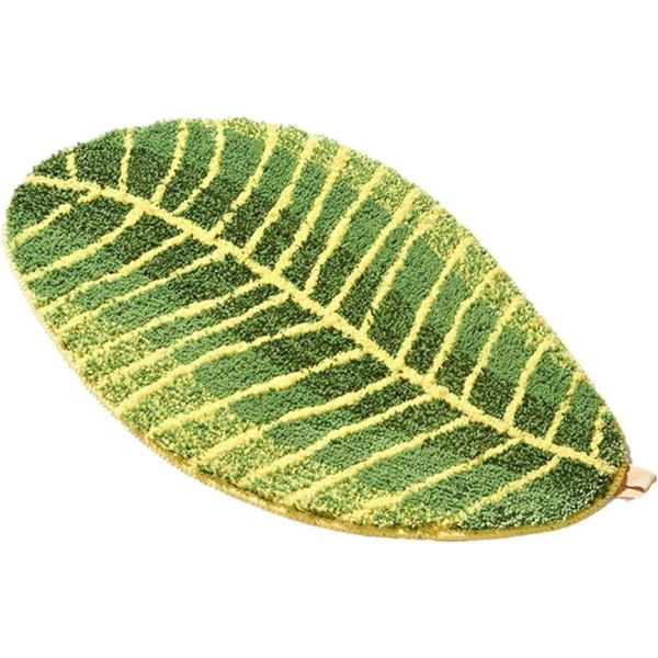 Badrumsmatta Mjuk Plysch-Bladform Golv Anti-Slip Vattenabsorberande