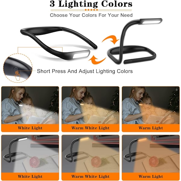 Halsleselampe, LED-leselampe, leselampe for lesing i