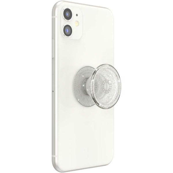 med utbytbart lock för telefoner och surfplattor - genomskinlig glitter silver