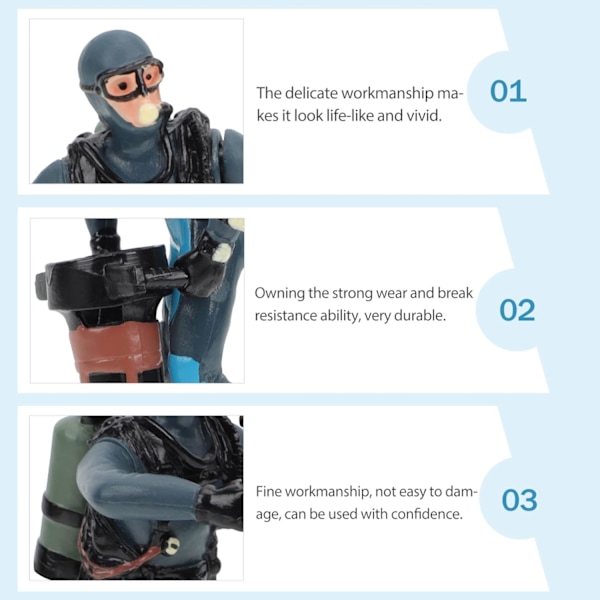 Fiskeskulptur Dykker Dekorationer med Flydende Enhed Dykker Action Fig