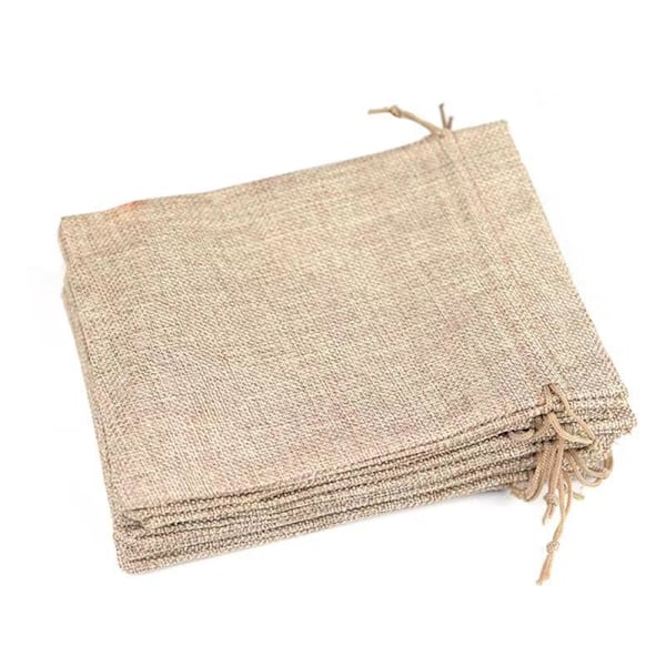 50 st Jutepåsar för gåvor, bröllop, hessian, linne, smyckespåsar