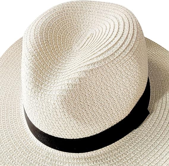Kvinnors bredbrättade halm Panama rulla upp hatt bälte spänne Fedora strand