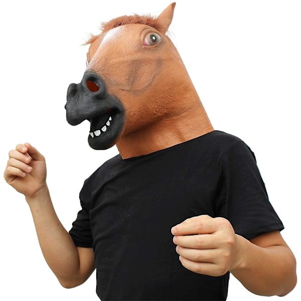 Dyrehestehovedbeklædning Latexmaske - Halloween Cosplay Rekvisitter