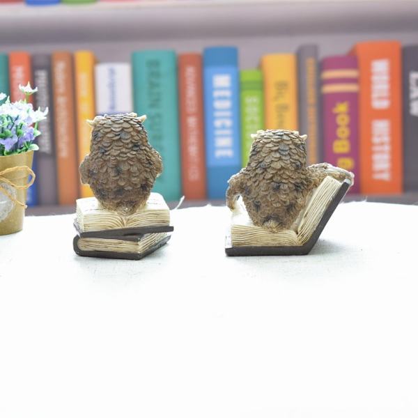 2 stk. ugle statuer dekoration, ugle læsende bog figur Cute cra
