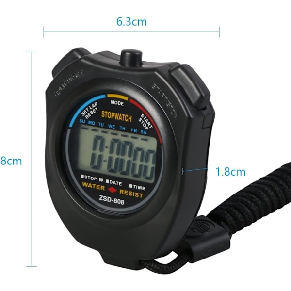 Stoppur, Sporttimer / Digital LCD-timer, Används för löpning Foo