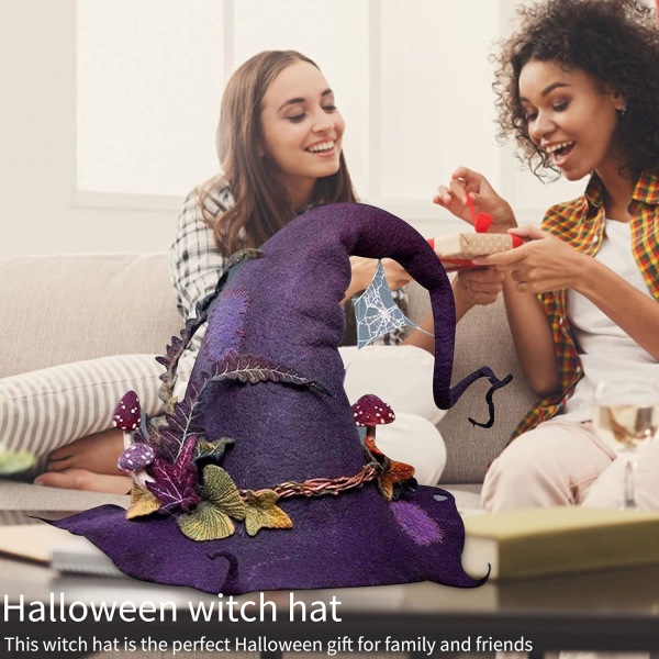 Halloween filt heksehat, heksehat dekorationer kostume, Justerab