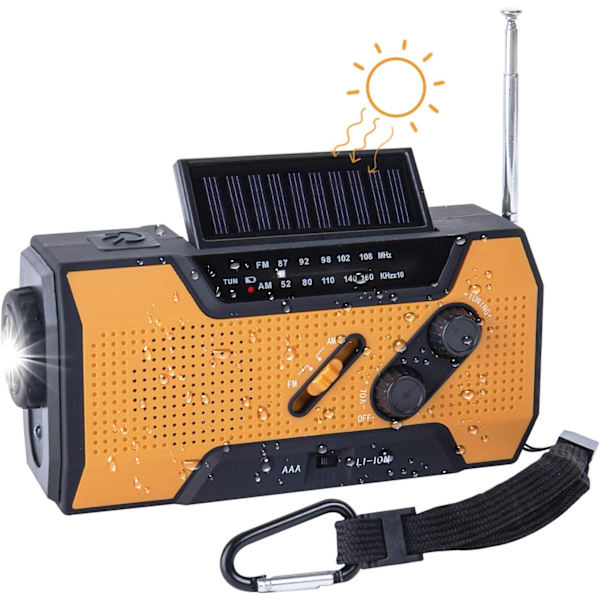 Hätätilanteen sääradio 2000mAh (malli A1) Aurinko/Kammella/Akku Po