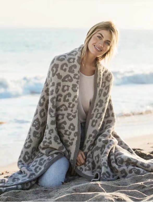 Ullpledd strikket teppe plus fløyel strikket jacquard teppe leopard teppe