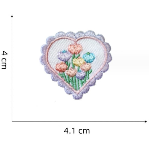5 stycken kärleksbroderade lappar, broderade självhäftande lappar Sy O