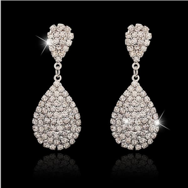Kvinde Rhinestone Crystal Bryllup Brude Drop Dangle Lysekrone