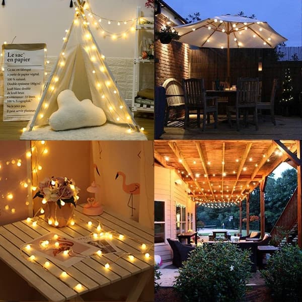 Led Globe String Lights Batteridrevet 20Ft 40 LEDs Varmt Hvit