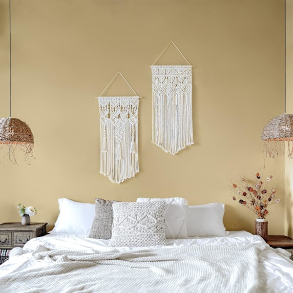 2 kpl Makramee seinätekstiili boho koti chic boheemi geometria
