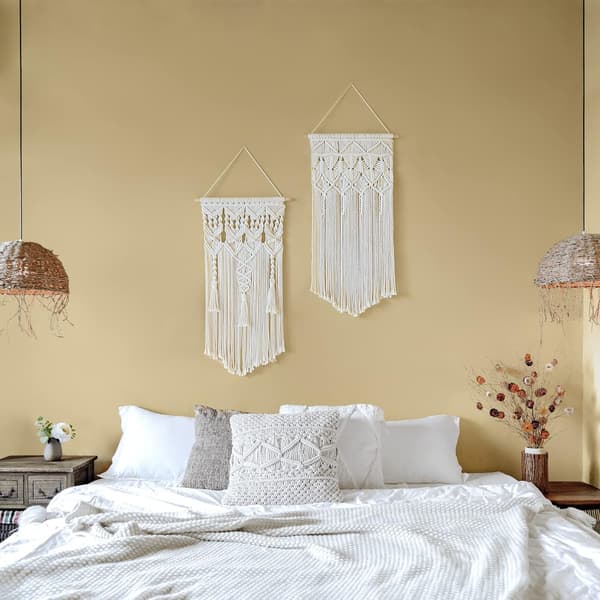 2 st Macrame vävd väggbonad Boho Home Chic Bohemian Geometri