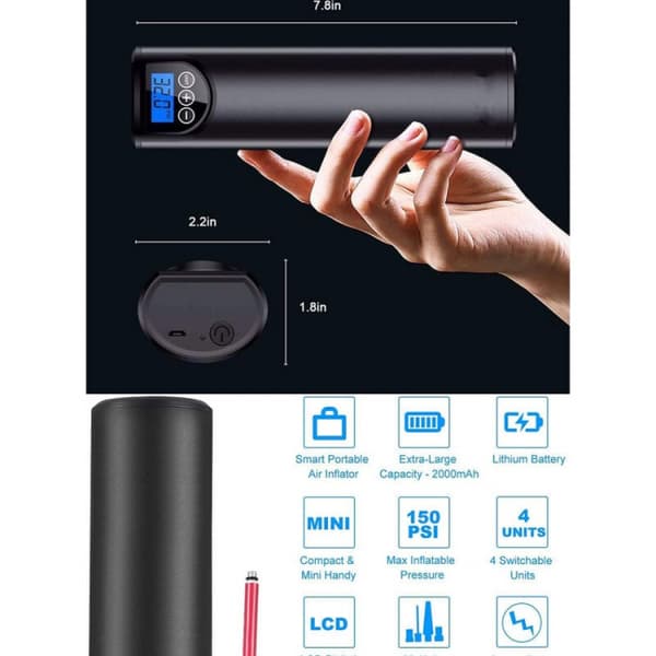 Mini Bärbar Uppladdningsbar Luftkompressor 150psi / Min Kompressor D'a