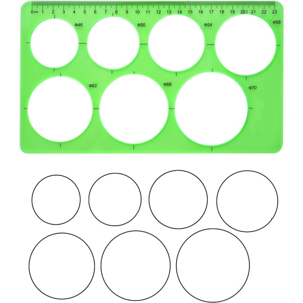 Cirkelmall 3 stycken plastcirkel och oval mall mätverktyg