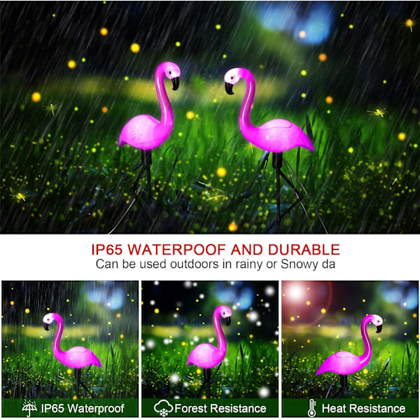 Solar LED Utomhus Gräsmatta Lampa Flamingos Trädgårdsbelysning Vattentät Markspot Flamingo Vitt Ljus