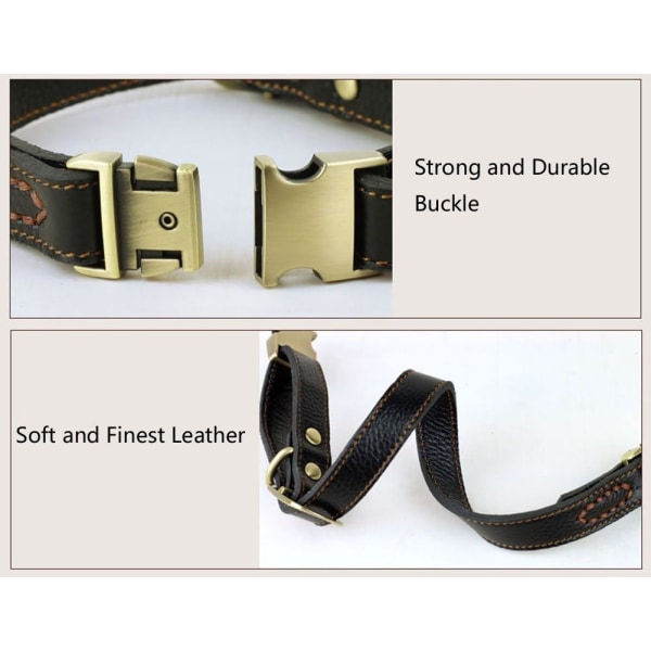 Justerbart hundhalsband i läder, halsband från 30cm till 43cm och 2cm W