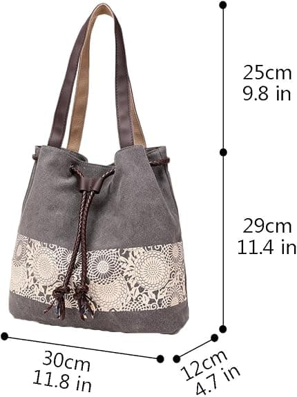 Tryckt canvas axelväska retro casual handväska budväska