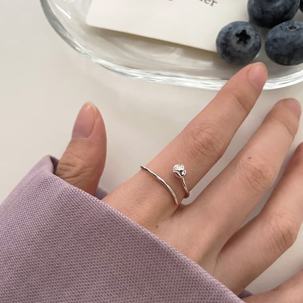 Ring, Kvinde Mode Rose Blomst Ring, Blomst Enkelt Ring, Adjus