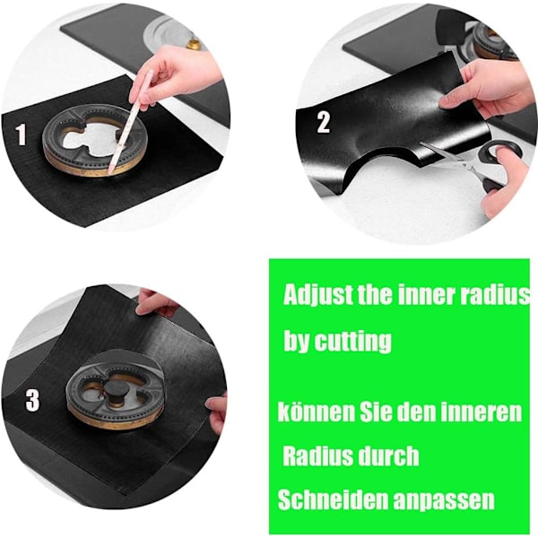 Ett set med 12 universella, återanvändbara non-stick PTFE gasspisplattor