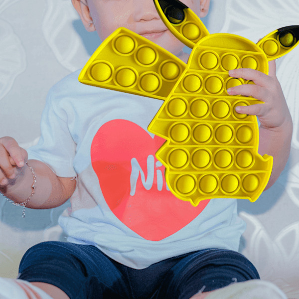 Pop Pop Fidget-leksak Det bubblar sensoriskt söt gul silikon lindra