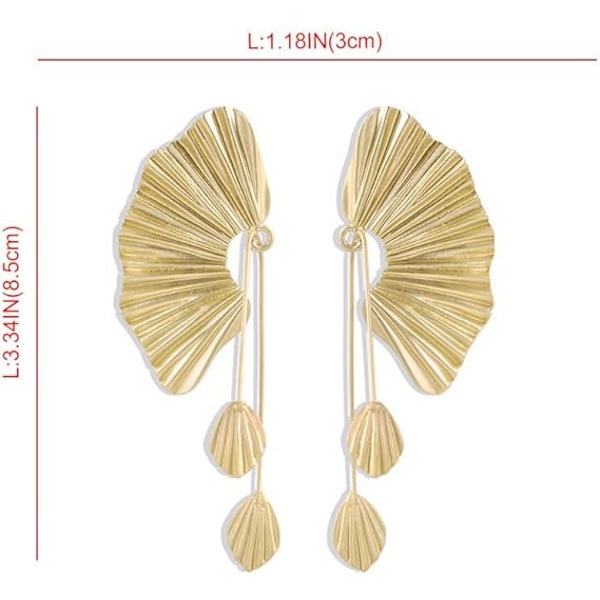 Guld Dangle Drop Øreringe Statement Trendy Blad Øreringe Tassel E