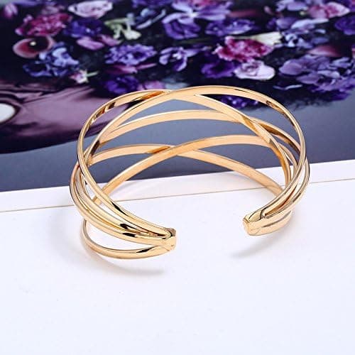 Manchet Armbånd til Kvinder, Multi-layer Cross Wire Bangle Armbånd Op